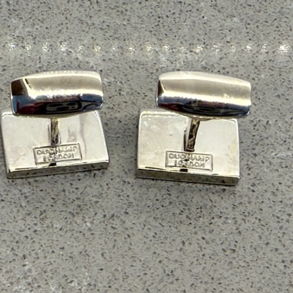 Men's Duchamp London Silver Paisley Blue & Purple Cufflinks -EUC